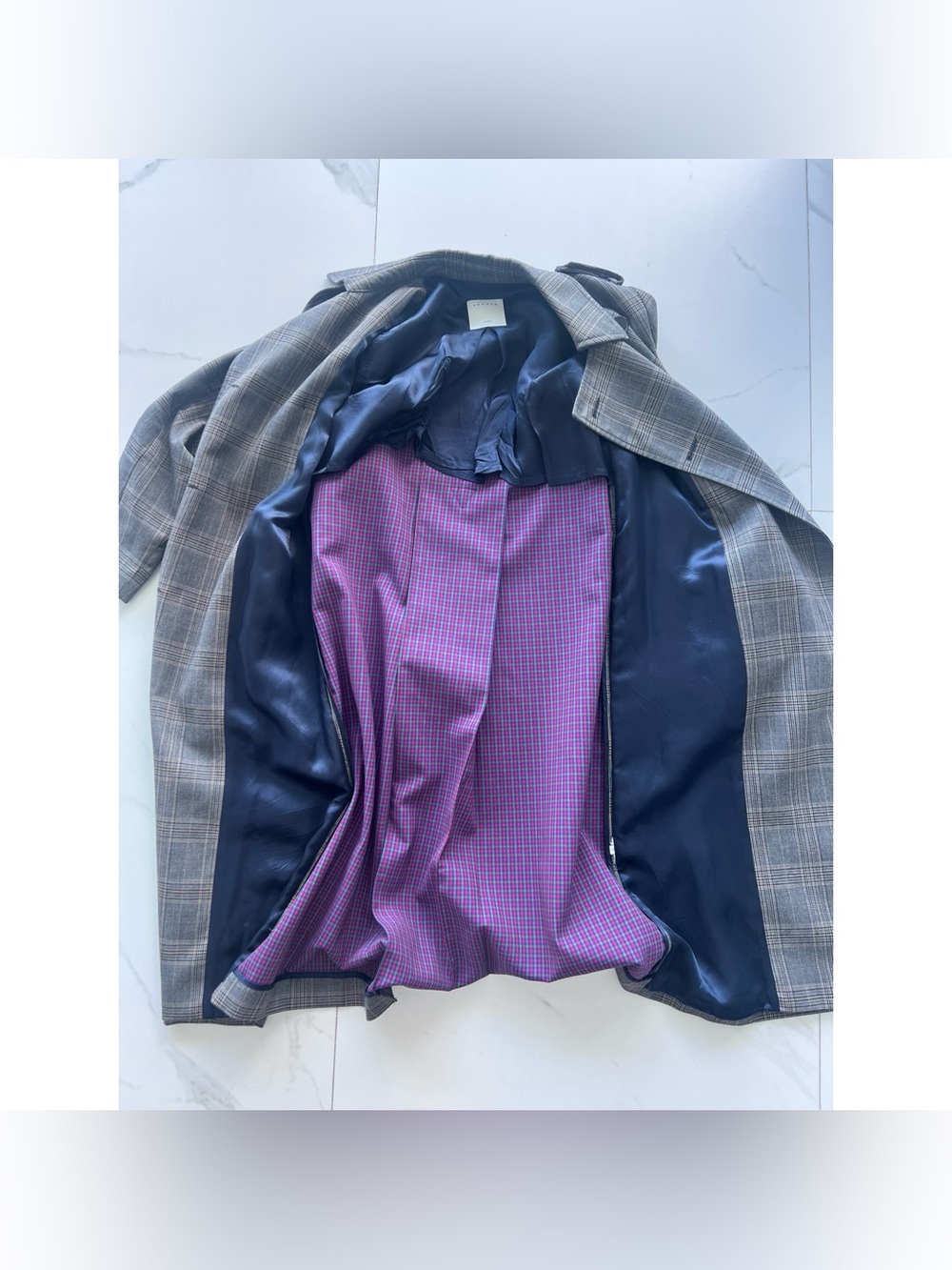 Sandro coat size 4 36 trench plaid brown grey Roselier - Picture 7 of 12